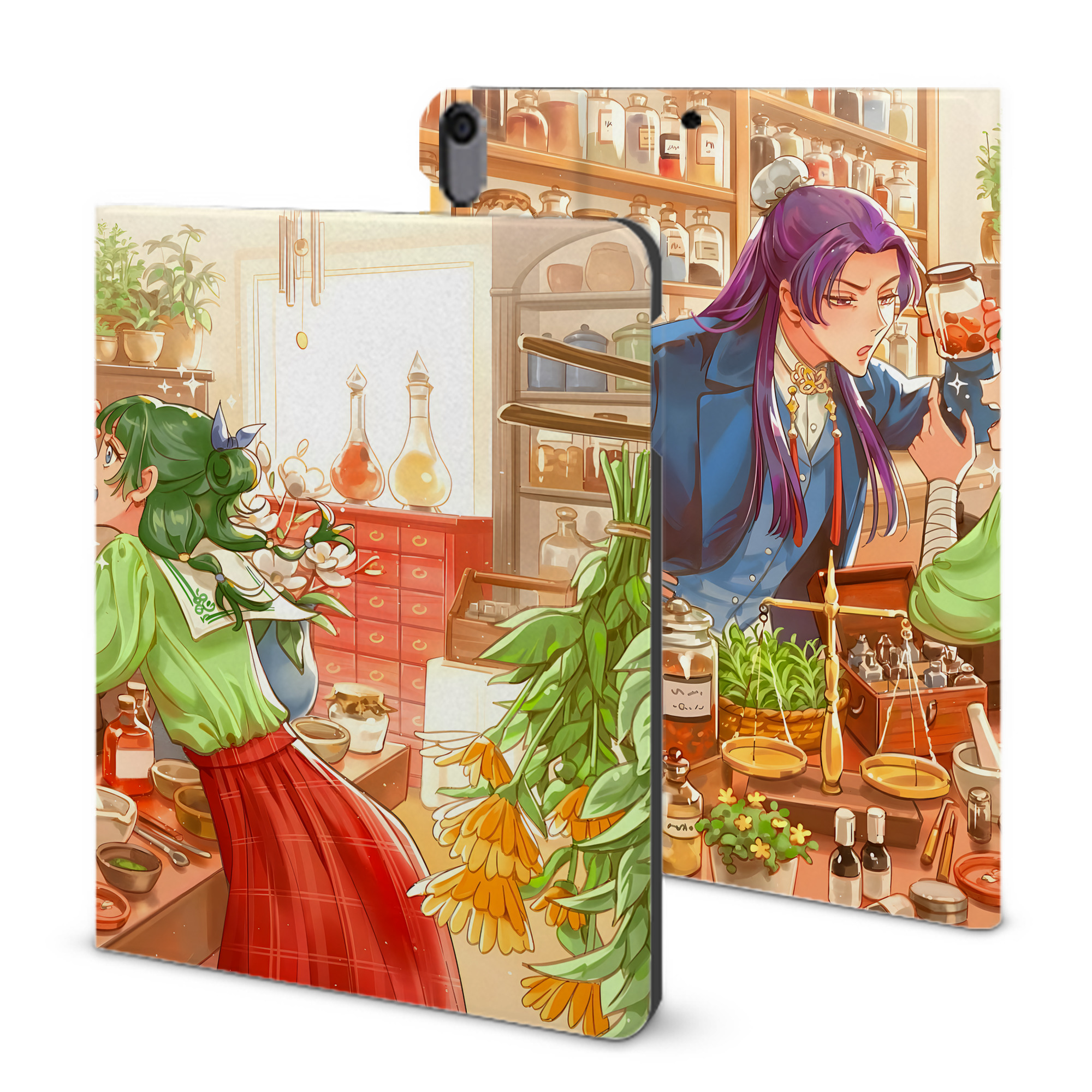 （画像用） 薬屋のひとりごと The Apothecary Diaries IPad ケース ブック型 PUレザー TPU 耐衝撃 軽量 薄型 ペン収納なし 全面保護 IPad 各モデル対応